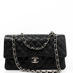 CHANEL Handbag Black Caviar Quilted Classic Flap Medium Silver Hardware -Knockoff
