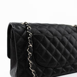 CHANEL Handbag Black Caviar Quilted Classic Flap Medium Silver Hardware -Knockoff
