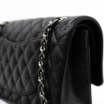 CHANEL Handbag Black Caviar Quilted Classic Flap Medium Silver Hardware -Knockoff
