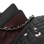 CHANEL Handbag Black Caviar Quilted Classic Flap Medium Silver Hardware -Knockoff
