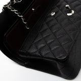 CHANEL Handbag Black Caviar Quilted Classic Flap Medium Silver Hardware -Knockoff
