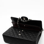 CHANEL Handbag Black Caviar Quilted Classic Flap Medium Silver Hardware -Knockoff
