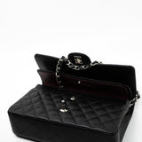 CHANEL Handbag Black Caviar Quilted Classic Flap Medium Silver Hardware -Knockoff
