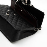 CHANEL Handbag Black Caviar Quilted Classic Flap Medium Silver Hardware -Knockoff
