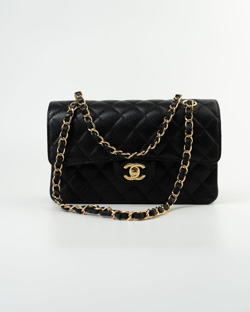 CHANEL Handbag Black Caviar Quilted Classic Flap Small Gold Hardware -Knockoff
