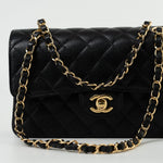 CHANEL Handbag Black Caviar Quilted Classic Flap Small Gold Hardware -Knockoff
