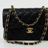 CHANEL Handbag Black Caviar Quilted Classic Flap Small Gold Hardware -Knockoff
