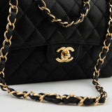 CHANEL Handbag Black Caviar Quilted Classic Flap Small Gold Hardware -Knockoff
