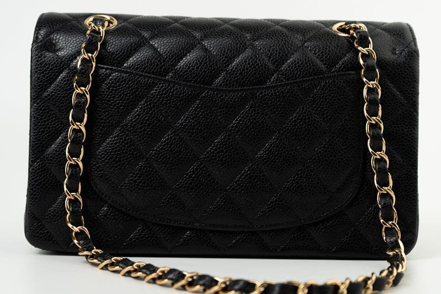 CHANEL Handbag Black Caviar Quilted Classic Flap Small Gold Hardware -Knockoff
