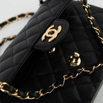 CHANEL Handbag Black Caviar Quilted Classic Flap Small Gold Hardware -Knockoff
