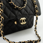 CHANEL Handbag Black Caviar Quilted Classic Flap Small Gold Hardware -Knockoff
