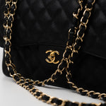 CHANEL Handbag Black Caviar Quilted Jumbo Classic Flap GHW -Knockoff
