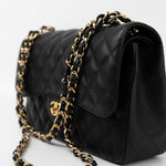 CHANEL Handbag Black Caviar Quilted Jumbo Classic Flap GHW -Knockoff
