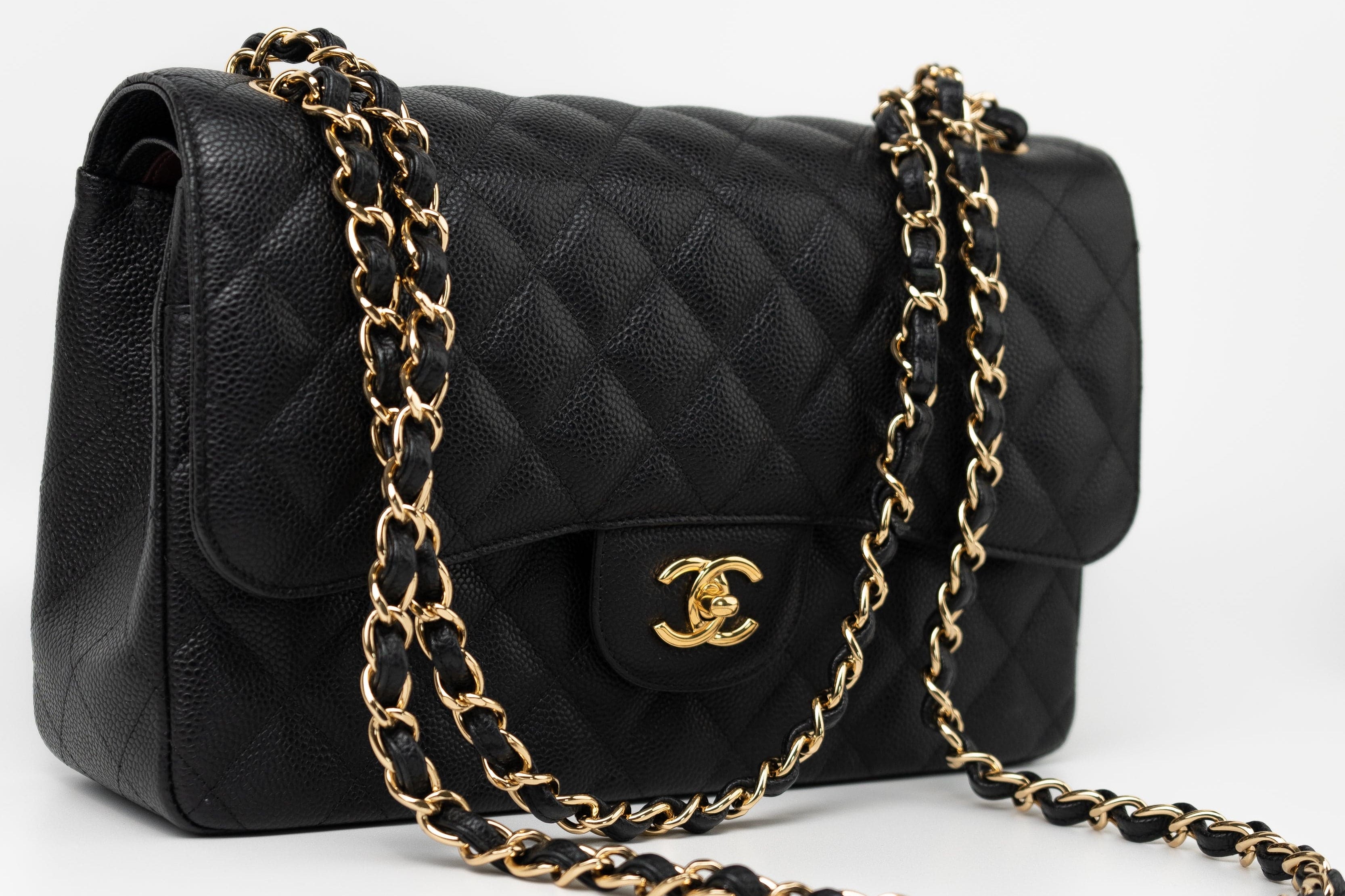 CHANEL Handbag Black Caviar Quilted Jumbo Classic Flap GHW -Knockoff
