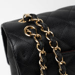 CHANEL Handbag Black Caviar Quilted Jumbo Classic Flap GHW -Knockoff
