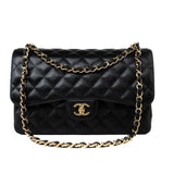 CHANEL Handbag Black Caviar Quilted Jumbo Classic Flap Gold Hardware -Knockoff
