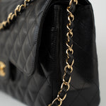 CHANEL Handbag Black Caviar Quilted Jumbo Classic Flap Gold Hardware -Knockoff
