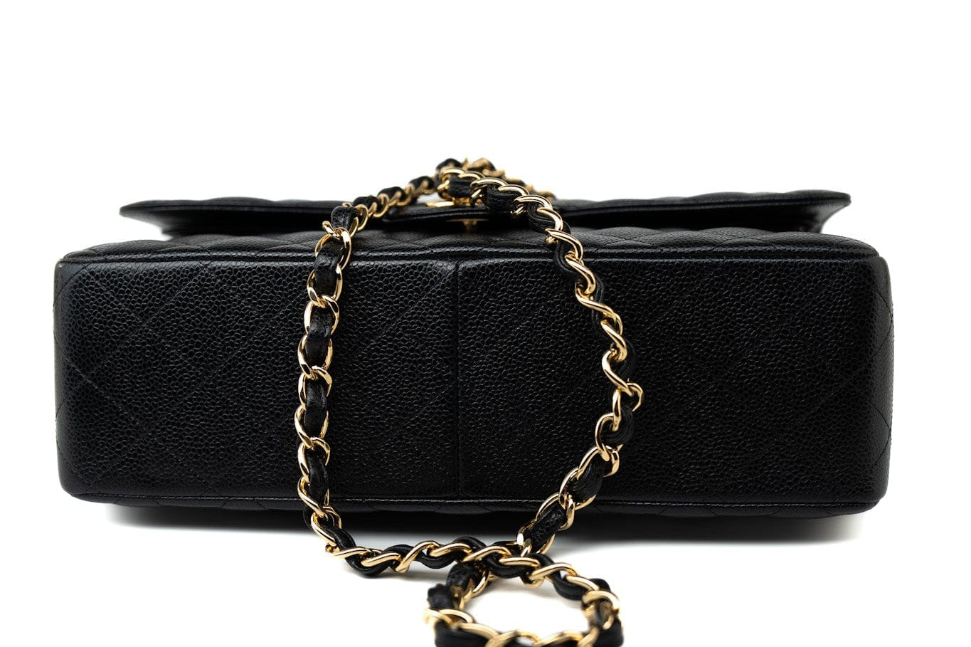 CHANEL Handbag Black Caviar Quilted Jumbo Classic Flap Gold Hardware -Knockoff
