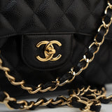 CHANEL Handbag Black Caviar Quilted Jumbo Classic Flap Gold Hardware -Knockoff
