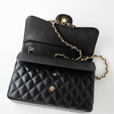 CHANEL Handbag Black Caviar Quilted Jumbo Classic Flap Gold Hardware -Knockoff
