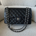 CHANEL Handbag Black Caviar Quilted Jumbo Classic Flap Silver Hardware -Knockoff
