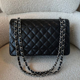 CHANEL Handbag Black Caviar Quilted Jumbo Classic Flap Silver Hardware -Knockoff
