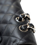 CHANEL Handbag Black Caviar Quilted Jumbo Single Flap Silver Hardware -Knockoff
