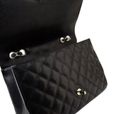 CHANEL Handbag Black Caviar Quilted Jumbo Single Flap Silver Hardware -Knockoff
