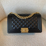 CHANEL Handbag Black Caviar Quilted Old Medium Boy Bag AGHW -Knockoff
