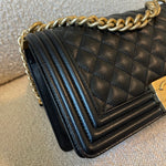 CHANEL Handbag Black Caviar Quilted Old Medium Boy Bag AGHW -Knockoff
