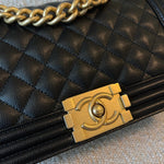 CHANEL Handbag Black Caviar Quilted Old Medium Boy Bag AGHW -Knockoff
