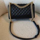 CHANEL Handbag Black Caviar Quilted Old Medium Boy Bag AGHW -Knockoff
