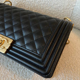 CHANEL Handbag Black Caviar Quilted Old Medium Boy Bag AGHW -Knockoff
