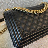 CHANEL Handbag Black Caviar Quilted Old Medium Boy Bag AGHW -Knockoff
