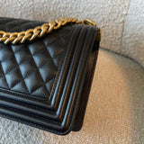 CHANEL Handbag Black Caviar Quilted Old Medium Boy Bag AGHW -Knockoff
