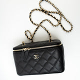 CHANEL Handbag Black Caviar Quilted Small Vanity Case LGHW -Knockoff
