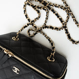 CHANEL Handbag Black Caviar Quilted Small Vanity Case LGHW -Knockoff
