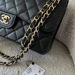 CHANEL Handbag Black Chanel Black Caviar Quilted Jumbo Classic Flap GHW -Knockoff
