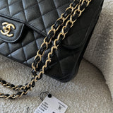 CHANEL Handbag Black Chanel Black Caviar Quilted Jumbo Classic Flap GHW -Knockoff
