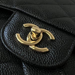 CHANEL Handbag Black Chanel Black Caviar Quilted Jumbo Classic Flap GHW -Knockoff
