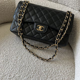 CHANEL Handbag Black Chanel Black Caviar Quilted Jumbo Classic Flap GHW -Knockoff
