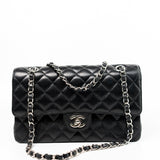 CHANEL Handbag Black Classic Flap Medium Caviar Quilted Silver Hardware -Knockoff
