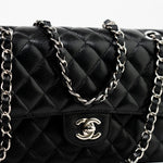 CHANEL Handbag Black Classic Flap Medium Caviar Quilted Silver Hardware -Knockoff
