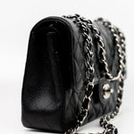 CHANEL Handbag Black Classic Flap Medium Caviar Quilted Silver Hardware -Knockoff
