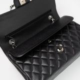 CHANEL Handbag Black Classic Flap Medium Caviar Quilted Silver Hardware -Knockoff
