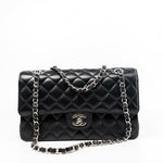 CHANEL Handbag Black Classic Flap Medium Caviar Quilted Silver Hardware -Knockoff
