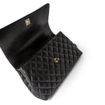 CHANEL Handbag Black / Coco Handle Black Caviar Quilted Coco Handle Medium Light Gold Hardware -Knockoff
