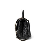 CHANEL Handbag Black / Coco Handle Black Caviar Quilted Coco Handle Medium Light Gold Hardware -Knockoff
