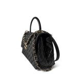 CHANEL Handbag Black / Coco Handle Black Caviar Quilted Coco Handle Medium Light Gold Hardware -Knockoff
