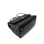 CHANEL Handbag Black / Coco Handle Black Caviar Quilted Coco Handle Medium Light Gold Hardware -Knockoff
